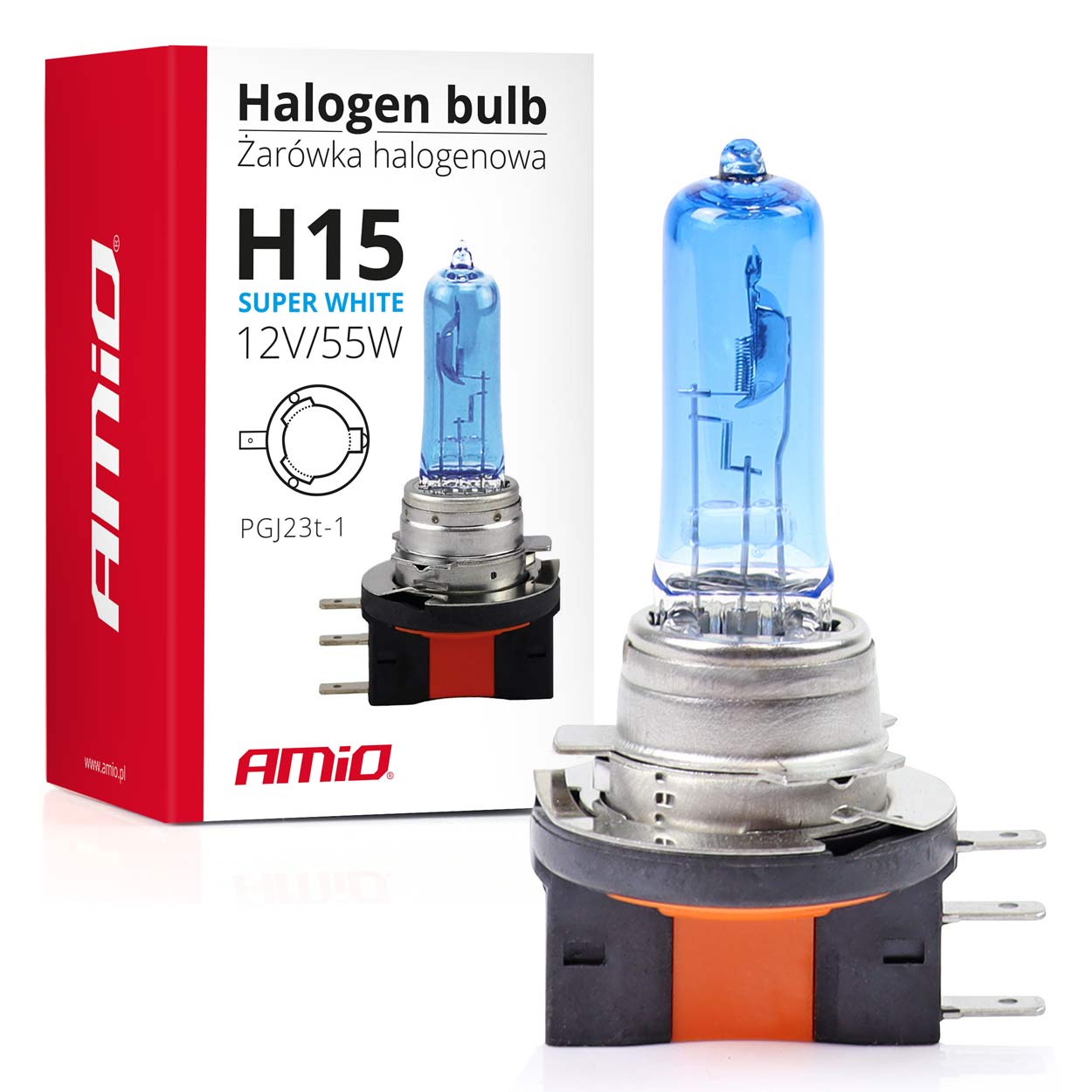 AMIO Lampa Halogen H15 12V/55W Super alb 01492