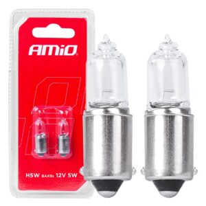 AMIO Lampa Halogen H5W 12V 5W BAX9S white 2buc 03354