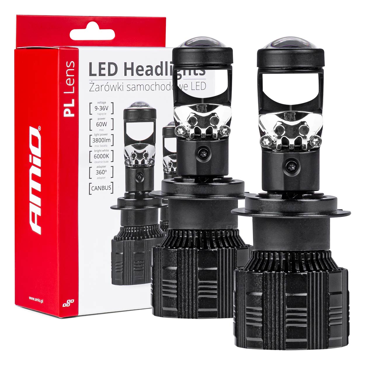 AMIO Lampa LED seria PL Canbus 60W 9-36V cu proiector LENS H7 03668