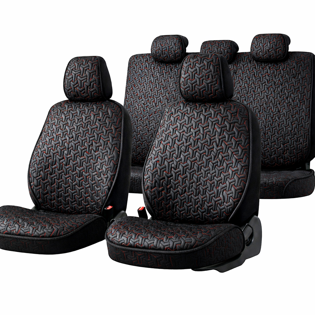CUVERTURA ALCANTARA  VELUR Full Set NEW BLACK/RED LINE Y51-3